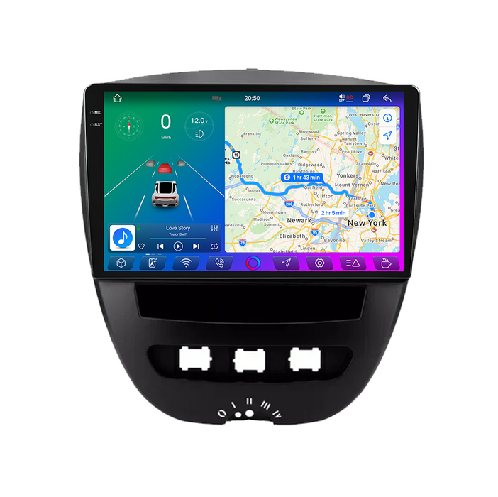 X-Series 10" Android Touchsystem til Toyota Aygo Citroen C1 Peugeot 107 (2005 to 2014), med Apple Carplay & Android Auto