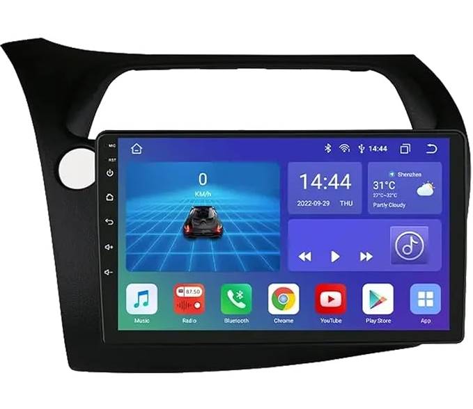9'' Android Multimedia Touchsystem Honda Civic (2005-2011), med Apple Carplay & Android Auto