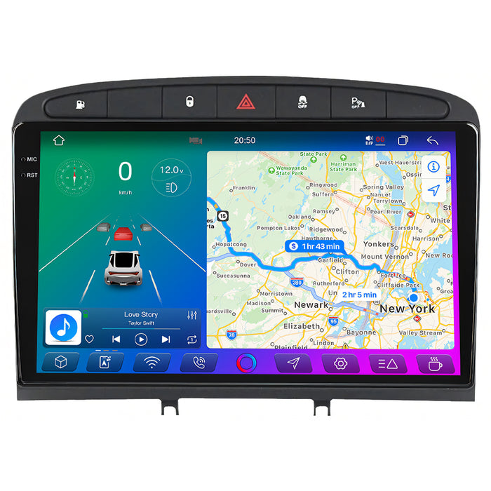 X-Series 9" Android Touchsystem til Peugeot 308/408, med Apple Carplay & Android Auto