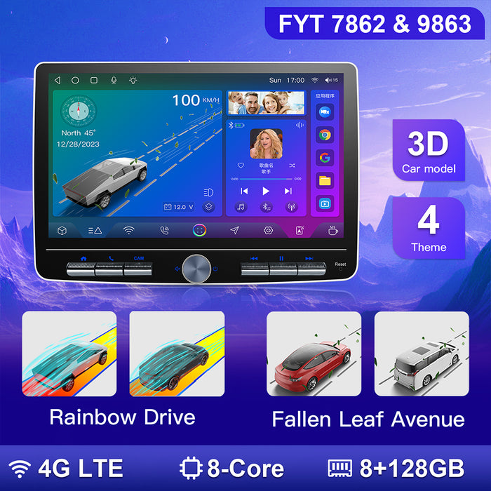 10'' 2-DIN Universal Android skærm, med Apple Carplay & Android Auto