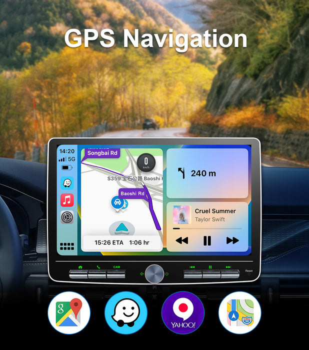 10'' 2-DIN Universal Android skærm, med Apple Carplay & Android Auto