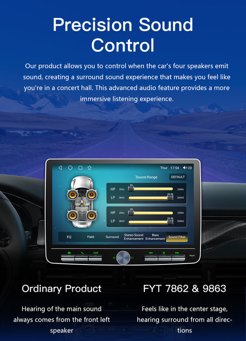 10'' 2-DIN Universal Android skærm, med Apple Carplay & Android Auto