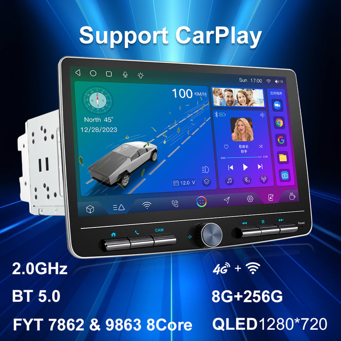 10'' 2-DIN Universal Android skærm, med Apple Carplay & Android Auto