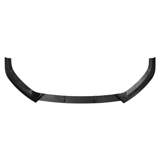 Black front splitter for Audi A3 8V 2017-2020 with curved aerodynamic design and upturned edges