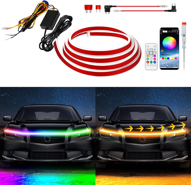 LED Motorhjelmslys 150 cm – Multifarvet, App-styret