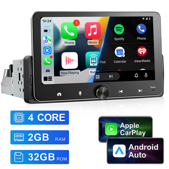 7'' 1-DIN Universal Android skærm, med Apple Carplay & Android Auto