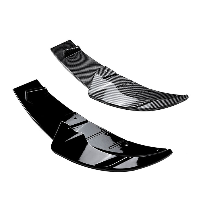 Black blank BMW F10/F11 prefacelift front splitter components with carbon fiber detailing