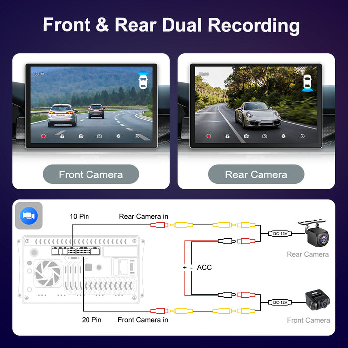 13'' 2-DIN Universal Android skærm, med Apple Carplay & Android Auto