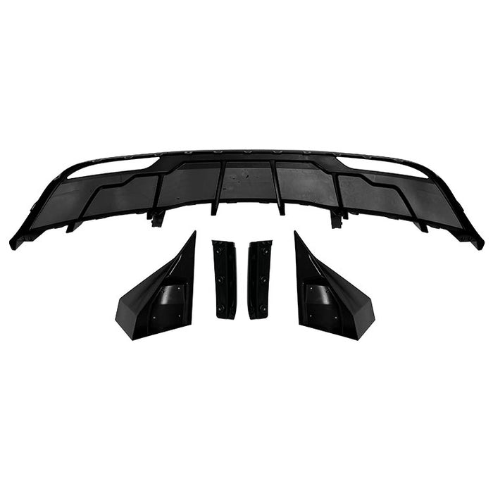 Black rear bumper diffuser with side splitters for Tesla Model 3 2023+