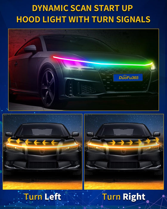 LED Motorhjelmslys 150 cm – Multifarvet, App-styret