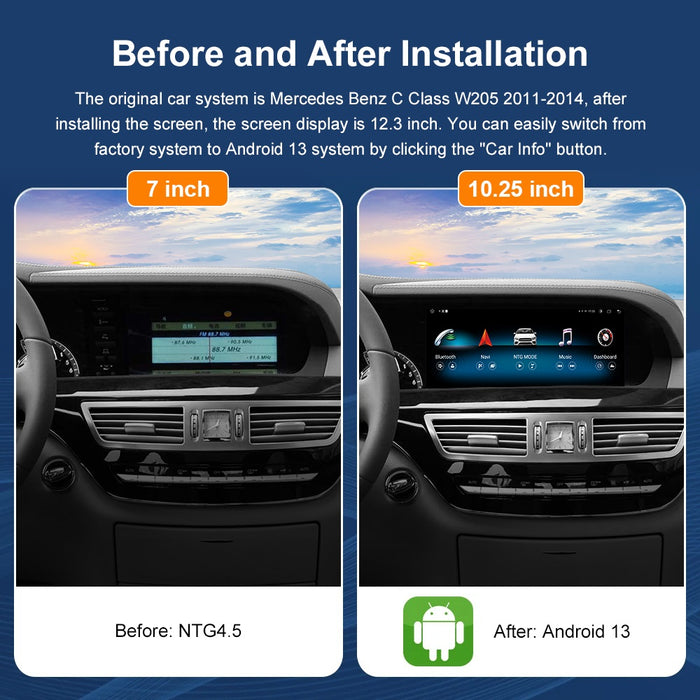 10.25'' Android Touchskærm til Mercedes S-Klasse W221, med Apple Carplay & Android Auto