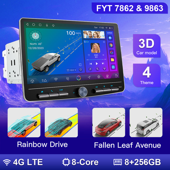 10'' 2-DIN Universal Android skærm, med Apple Carplay & Android Auto