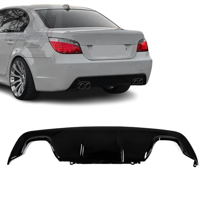 Gloss black BMW 5-series E60 M-Tech rear diffuser with dual exhaust outlet bumper