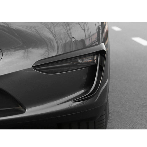 Gloss black aerodynamic front tågelys fog light trim Tesla Model 3 2017-2022