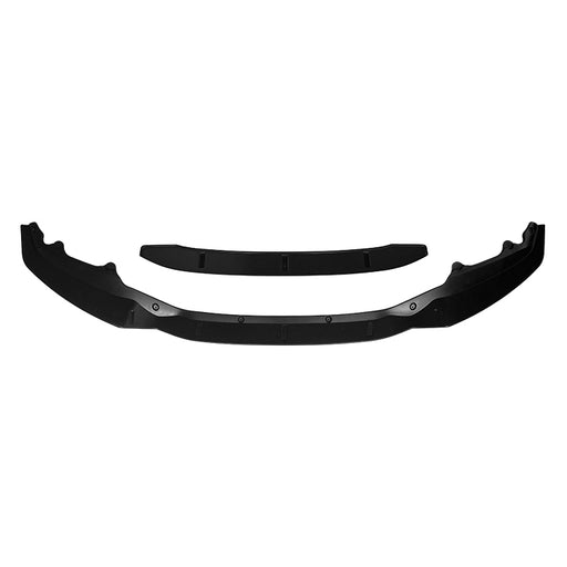 Three-piece black front splitter for BMW X5 F15 with mounting hardware and aerodynamic design