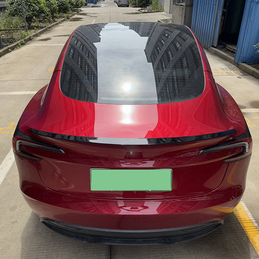 Black gloss rear spoiler for Tesla Model 3 2023+ sedan installed