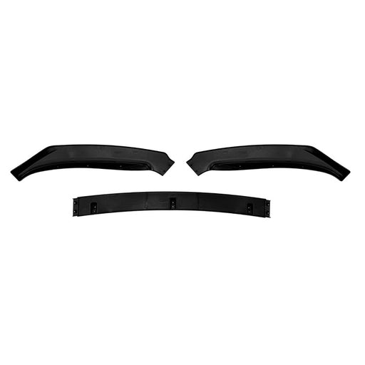 Three-piece black front splitter for Volkswagen Passat B8 with mounting brackets and center spoiler