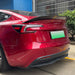Black PSM Style baggspoiler installed on red Tesla Model 3 2023+ rear trunk