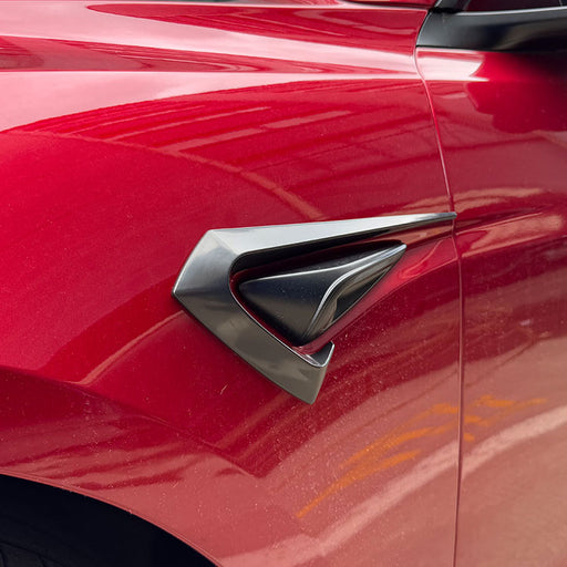 Aero Style side camera decoration for Tesla Model 3 with sleek silver and black aerodynamic design