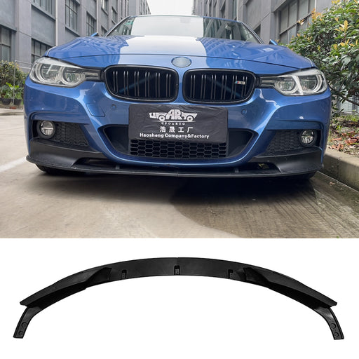 Black front splitter for BMW 3-Series F30 2012-2018 aerodynamic body kit component