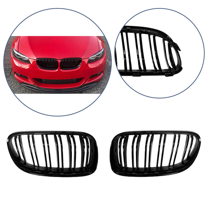Nyrer Sæt – Front Dobbelt Gitter Grill til BMW E92 Coupé (2010–2013) – Blank Sort