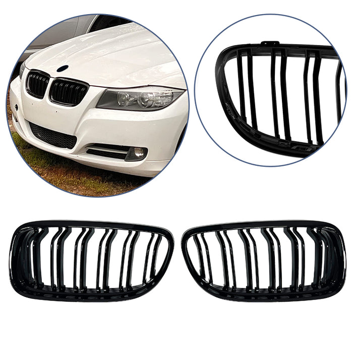 Nyrer Sæt – Front Dobbelt Gitter Grill til BMW E90 (2009–2012) – Blank Sort