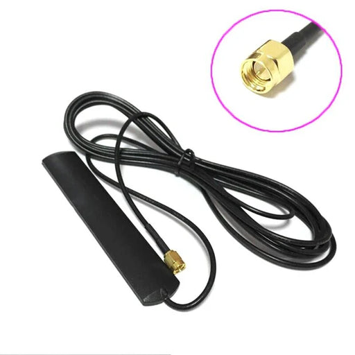 Black 4G Antenne skrue with gold screw connector and coaxial cable