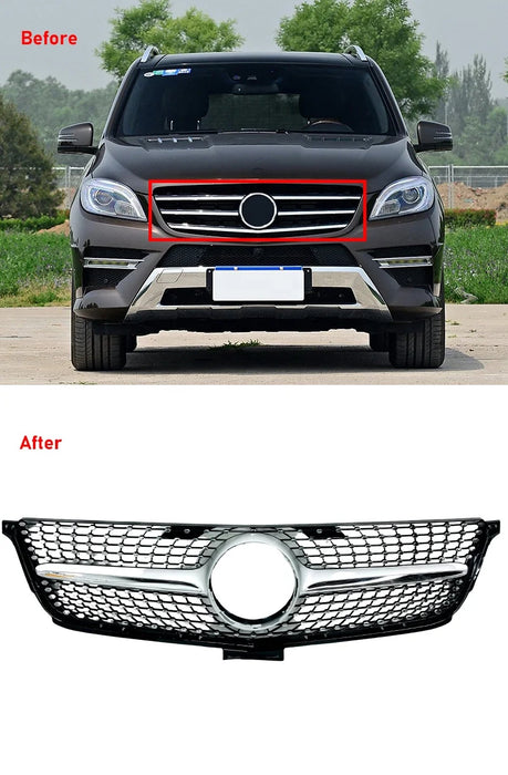 Diamant-Style Frontgrill til Mercedes-Benz ML-Klasse W166 (2013–2015) – Blank Sort