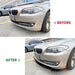 Black front splitter for BMW F10/F11 prefacelift - before and after installation comparison