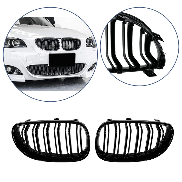 Nyrer sæt front dobbelt gitter grill til BMW E60 (2004-2010) Blank sort