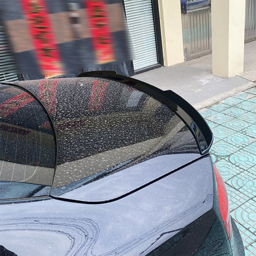 Black roof bag spoiler installed on white Audi A8 D4 sedan 2010-2017 model