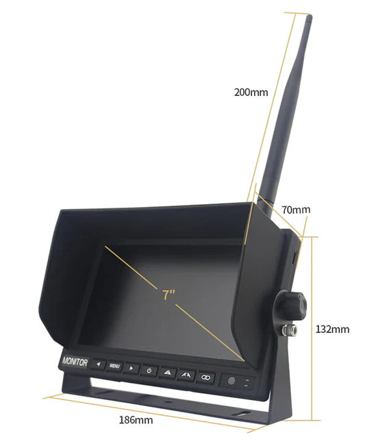 Trådlöst digitalt CVBS-set med backkamera 18 IR + skärm 7" 12V/24V