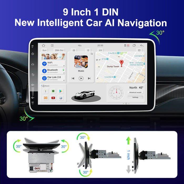 9'' 2-DIN Universal Android skærm, med Apple Carplay & Android Auto