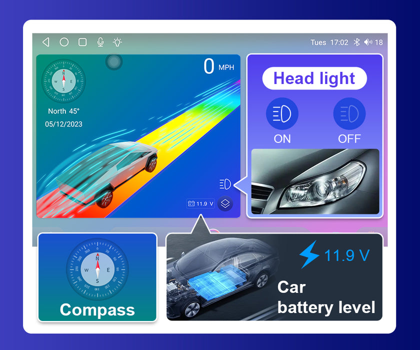 9'' 1-DIN Universal Android skærm, med Apple Carplay & Android Auto
