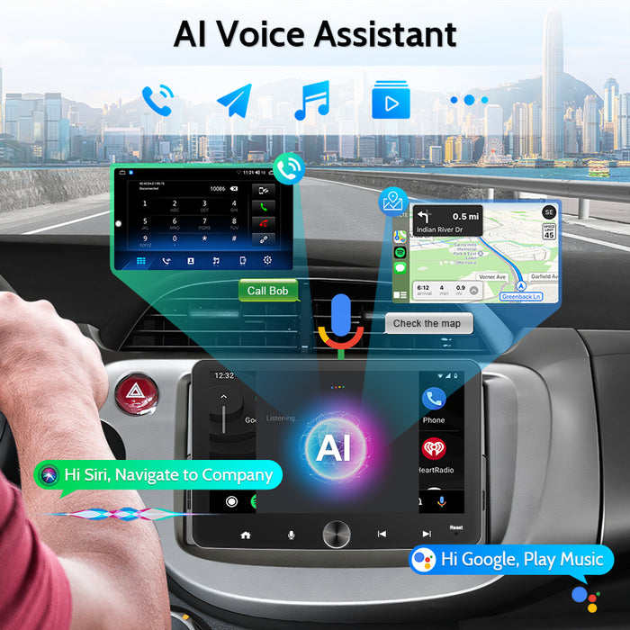 7'' 1-DIN Universal Android skærm, med Apple Carplay & Android Auto