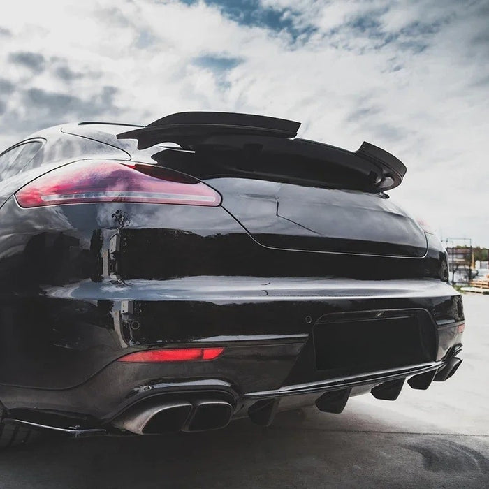 Bagspoiler til Porsche Panamera 970.2 (2013-2016) - Blank Sort - (Passer til Elektrisk Aktiv Spoiler)
