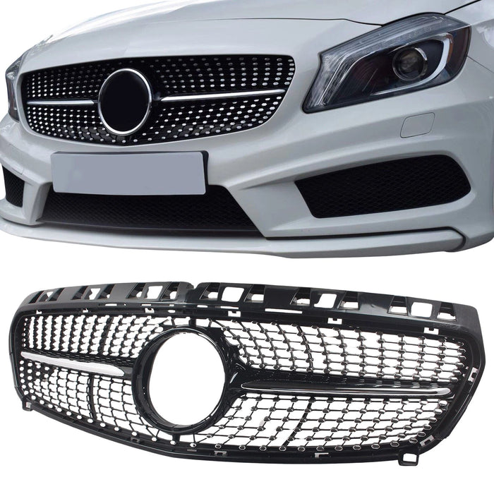 Frontgrill til Mercedes CLA C117 / X117 (2016–2019) Diamant-Style - Blank Sort