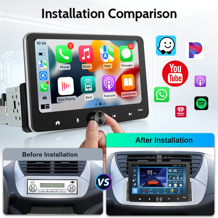 7'' 1-DIN Universal Android skærm, med Apple Carplay & Android Auto
