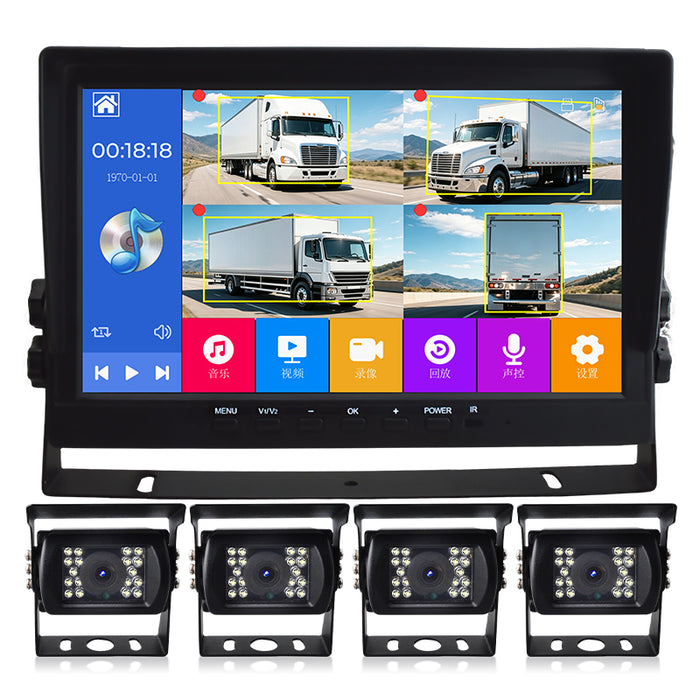 PRO HD-backkamera-KIT med 10-tumsskärm + 4 HD-backkameror