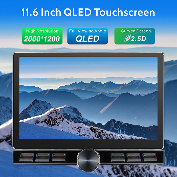 11.6'' 2-DIN Universal Android skærm, med Apple Carplay & Android Auto