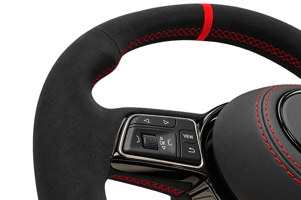 Audi S-Line Sportsrat – Alcantara, Flad Bund & Røde Syninger