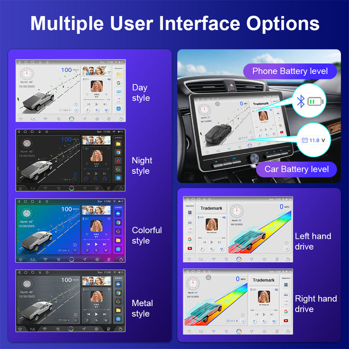 10'' 2-DIN Universal Android skærm, med Apple Carplay & Android Auto