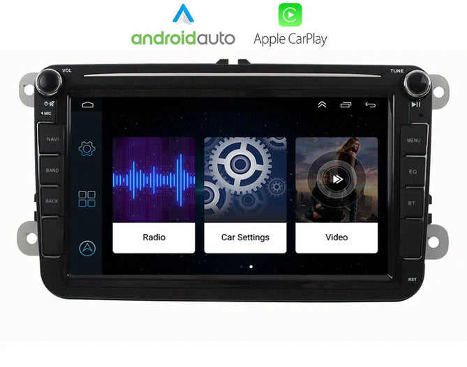 8'' Volkswagen Android inbyggd med Apple Carplay och Android Auto