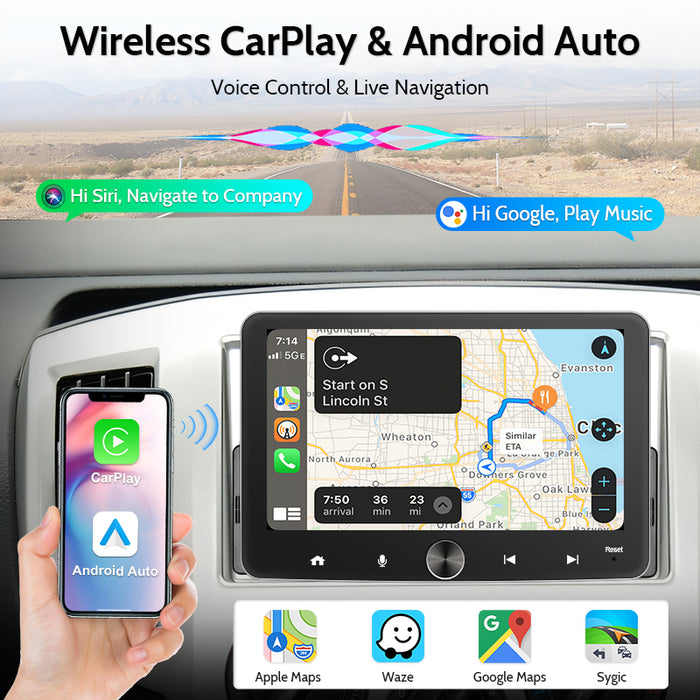 7'' 1-DIN Universal Android skærm, med Apple Carplay & Android Auto