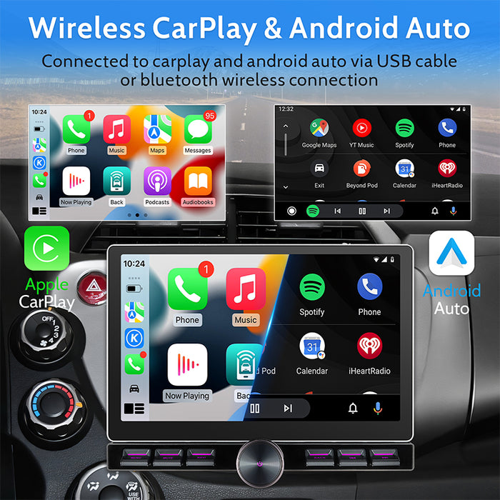11.6'' 2-DIN Universal Android skærm, med Apple Carplay & Android Auto