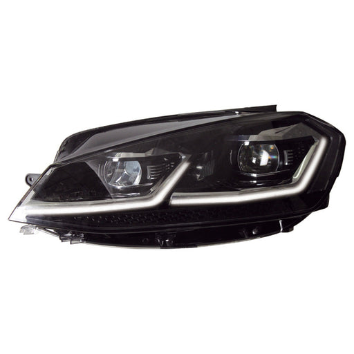 Black LED headlight Golf 7.5 M with dynamic turn signals and LED daytime running lights 2017-2020